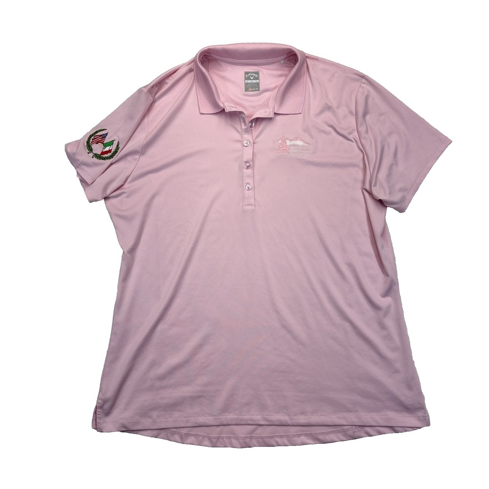 Callaway Opti-Dri Golf Polo Womens XL Pink Aviano AB Italy Alpine Course